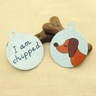 dachshund 'i am chipped' pet id tag by hoobynoo world