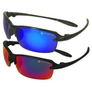 Elite Polarized Sunglasses   Black Frame with Blue Mirror Lens 732184