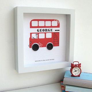 personalised baby boy london bus artwork by sweet dimple