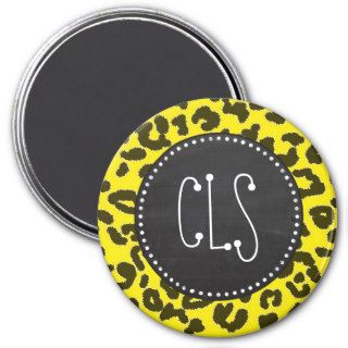 Aureolin Yellow Leopard Animal Print; Chalkboard Magnets