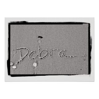 Debra Name in Beach Sand Writing Posters