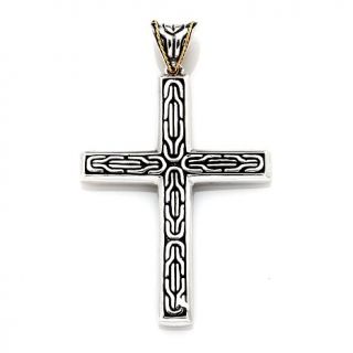 Bali Designs by Robert Manse Sterling Silver Cross Pendant with 18K Gold Roping