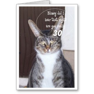 Happy 30th Birthday Card Tabby Cat With Long Ears