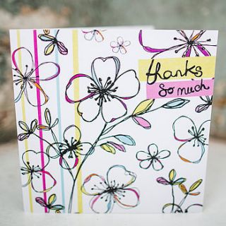 multi floral thank you card by rachael taylor