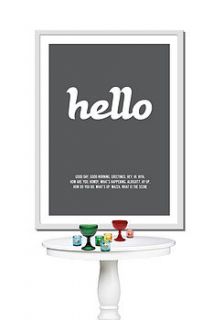 hello   typographic canvas or poster by i love design