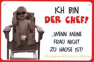 Plastikschild / Postkarte   Coole Schilder   "Ich bin der Chef"(253) Küche & Haushalt