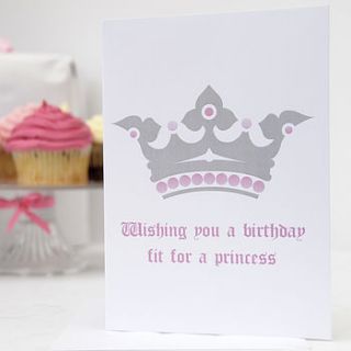 princess crown birthday card by peach blossom