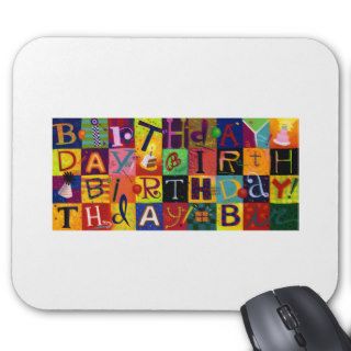 Birthday Fun Squares Mouse Mat