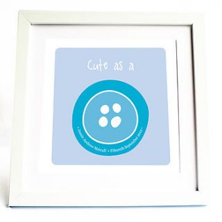'cute as a button' personalised print by spotty n stripy
