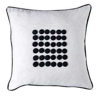 Cairns White/ Black Button Down Filled Decorative Pillow Surya Throw Pillows