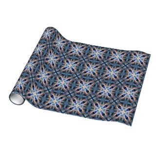Blue Kaleidoscopic Bling Wrapping Paper