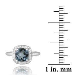 Glitzy Rocks Silver London Blue Topaz and Diamond Accent Ring Glitzy Rocks Gemstone Rings