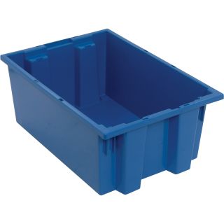 Quantum Storage Stack and Nest Tote Bin — 19 1/2in. x 13 1/2in. x 8in. Size, Blue, Carton of 6  Totes