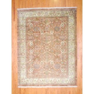 Indo Hand knotted Oushak Light Brown/ Ivory Wool Rug (9' x 12') 7x9   10x14 Rugs