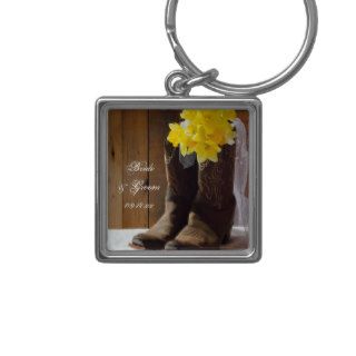 Country Daffodils Wedding Keychain