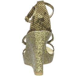 Celeste Women's 'Marisa 03' Gold Jeweled Wedge Sandals Celeste Wedges