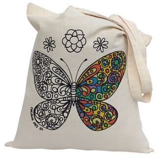 colour in butterfly tote bag by pink pineapple