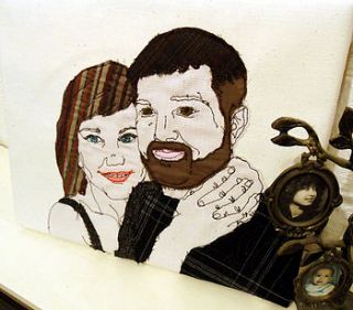 personalised embroidered couples portrait by tugba kop illustration