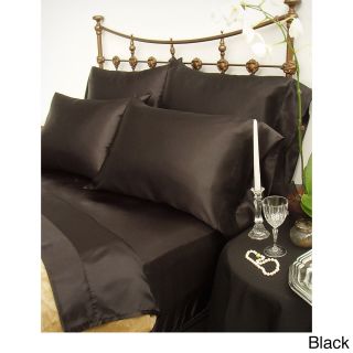 Scent Sation Charmeuse Ii Satin Full size Sheet Set With Bonus Pillowcases Black Size Full