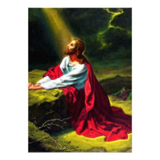 Jesus Christ Praying in the Garden of Gethsemane Personalized Announcements