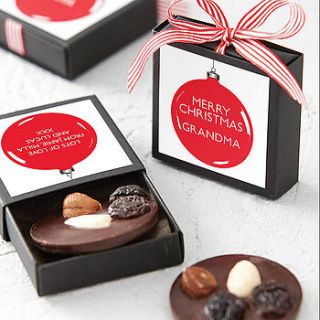 personalised chocolate christmas bauble by quirky gift library