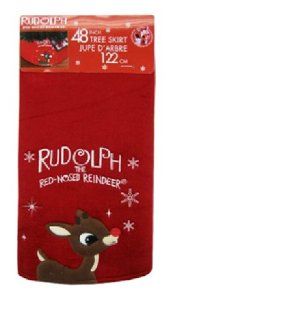 Rudolph the Red Nosed Reindeer 48" Tree Skirt Plush Red Velvet   Christmas Tree Skirts