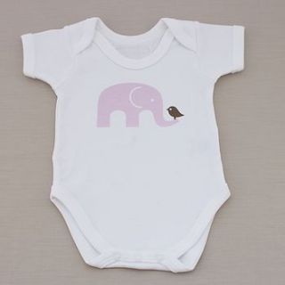 organic elephant print baby bodysuit by molly & monty