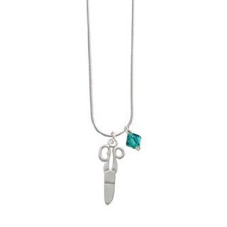 Scissors Blue Zircon Swarovski Bicone Charm Necklace [Jewelry] Jewelry