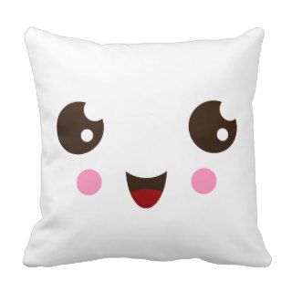 Cute kawaii cartoon face custom pillow
