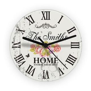 personalised floral glass wall clock by lucky roo