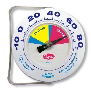 Cooper Atkins 255 14 1 Bi Metal HACCP Refrigerator and Freezer Thermometer, 6" Dial Size,  10 to 80 degrees F Temperature Range