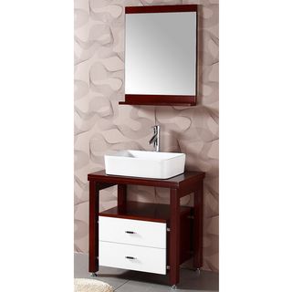 Legion Furniture Wood Top Single Vessel Sink/ Bathroom Vanity With Matching Mirror Brown Size Single Vanities