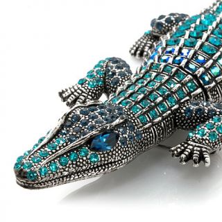 Rara Avis by Iris Apfel Blue Crystal Hematite Tone "Gator" Pin