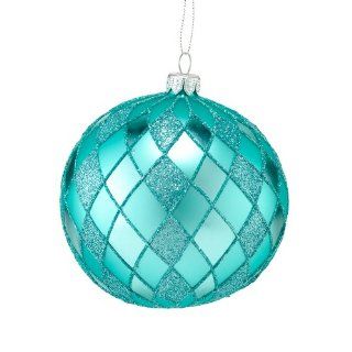 Department 56 The Signature Collection of Christmas Dcor Teal Diamond Glitter Polish Glass Ornament   Decorative Hanging Ornaments