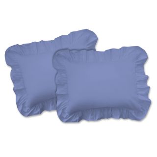 None Cotton Blend Poplin Ruffled Pillow Shams (pack Of 2) Blue Size King