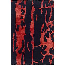 Handmade Soho Deco Black/ Red New Zealand Wool Rug (2 X 3)