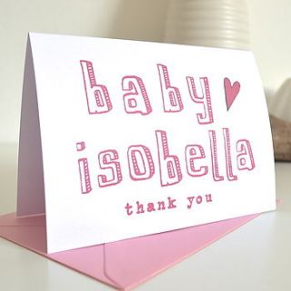 personalised new baby thank you cards by becka griffin illustration
