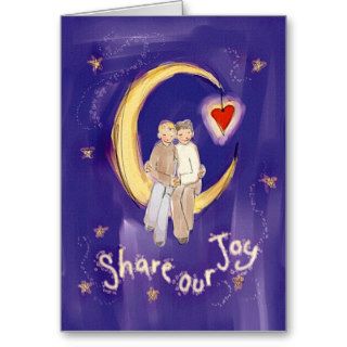 Share Our Joy Grooms on Moon Greeting Card