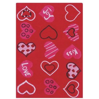 Nuloom Hand carved Kids Valentine Heart Love Red Wool Rug (5 X 8)