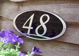stainless steel oval house number plaque by housebling