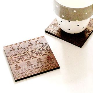 festive coaster set by made lovingly made