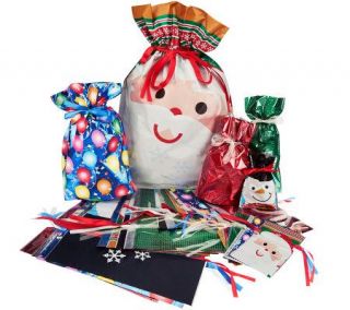 Kringle Express 62 Piece E Z Drawstring Holiday Gift Bag Set —