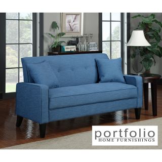 Portfolio Ellie Caribbean Blue Linen Sofa