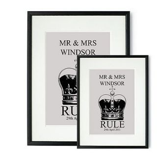 mr & mrs personalised framed print by rawxclusive