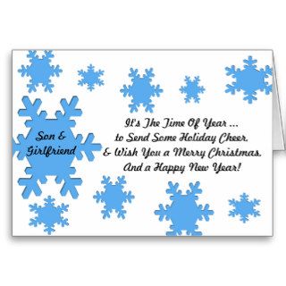 Christmas Cheer Son & Girlfriend, Blue snowflakes Card