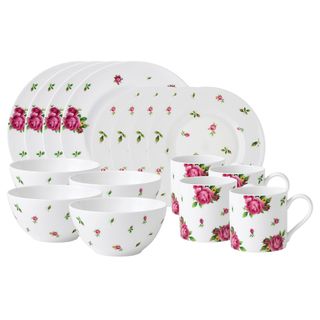 Royal Albert New Country Roses White Modern Casual 16 piece Dinnerware Set