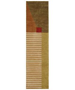 Handmade Rodeo Drive Trio Multicolor N.Z. Wool Runner (26 X 12)