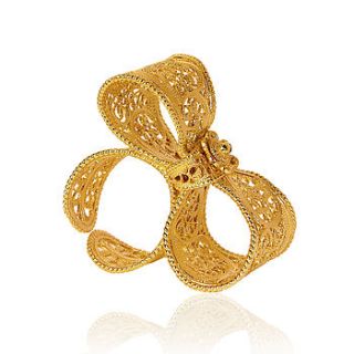 gold ethical filigree bow ring large by arabel lebrusan