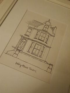 personalised house portrait line drawing by homemade house