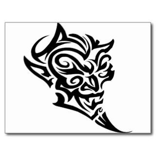 Tribal Tattoo Devil Face Satan Post Card